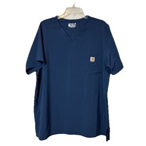 Carhartt Force Cross-Flex Men's V-Neck Scrub Top in a Deep Navy Blue Size XL